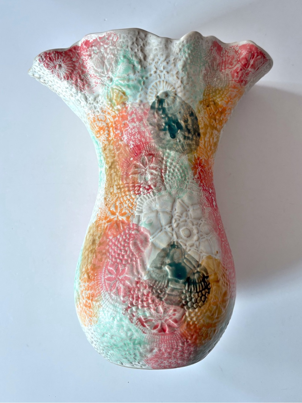 Anthropologie || Floral Embossed Abstract‎ Vase Painted